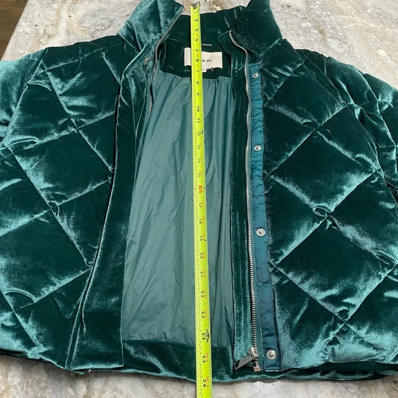 Jason Wu Quilted Puffer Jacket Emerald Green Velvet Soft Women's Small - Picture 5 of 11